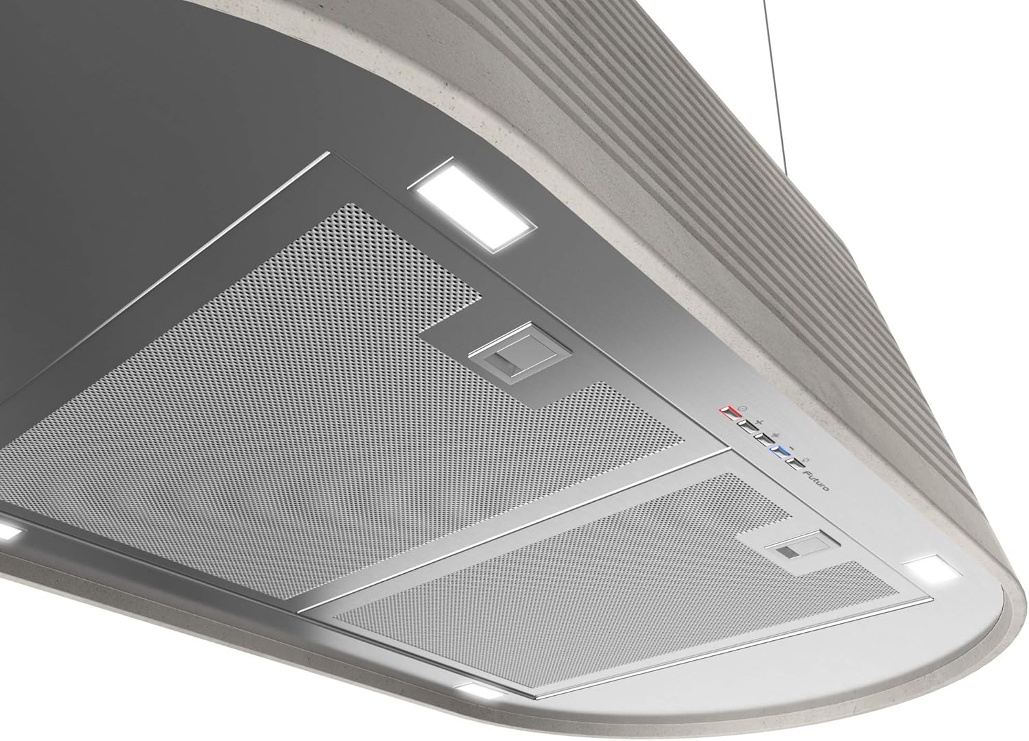 Futuro Futuro Monolith 40 Inch Island-mount DUCTLESS ONLY Kitchen Range Hood Unique Modern Design Range Hood - LED, Ultra-Quiet with Blower