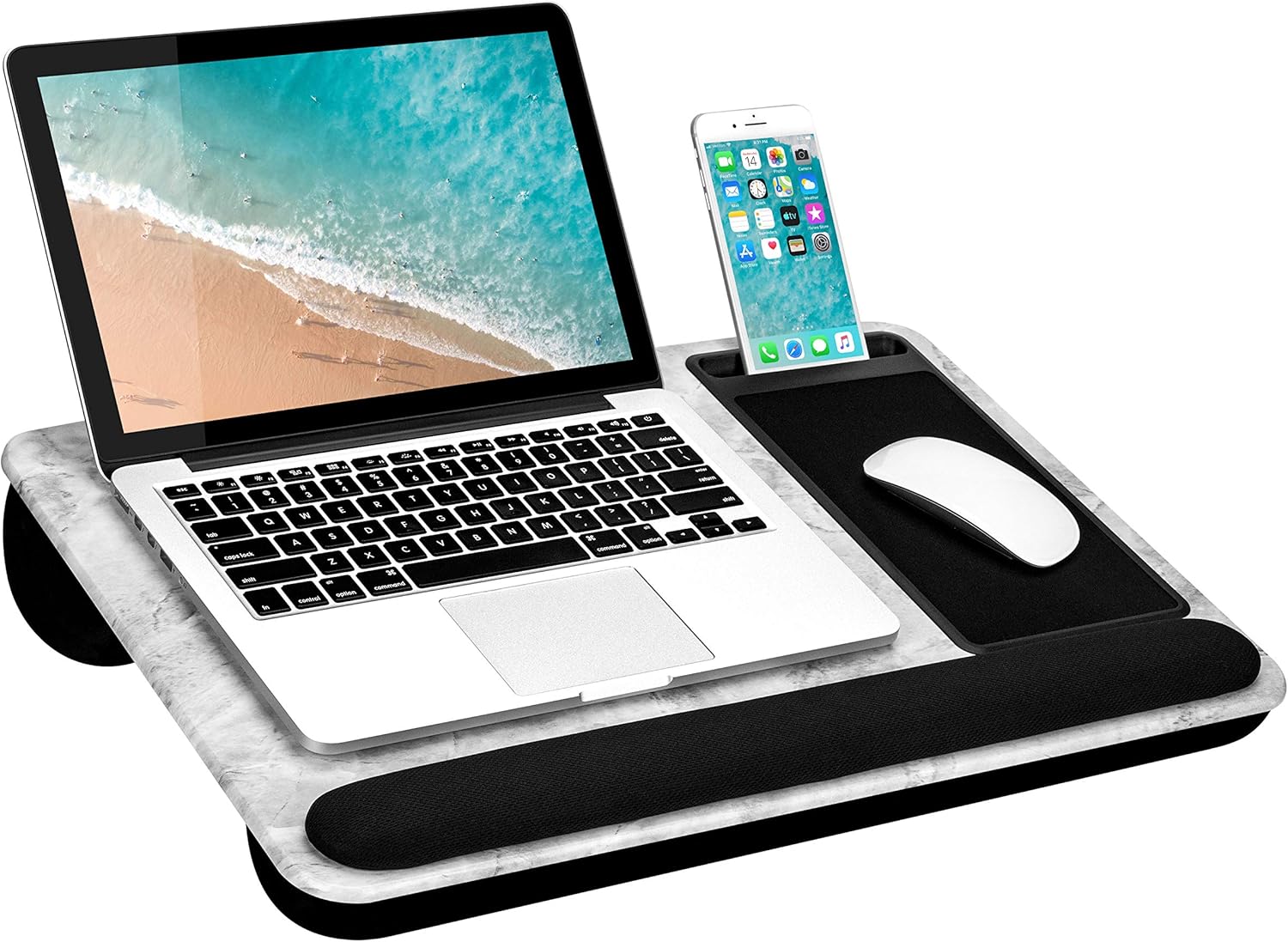 LapGear Home Office Pro Lap Desk with Wrist Rest, Mouse Pad, and Phone Holder - Black Carbon - Fits Up To 15.6 Inch Laptops - style No. 91598 Pack of 2