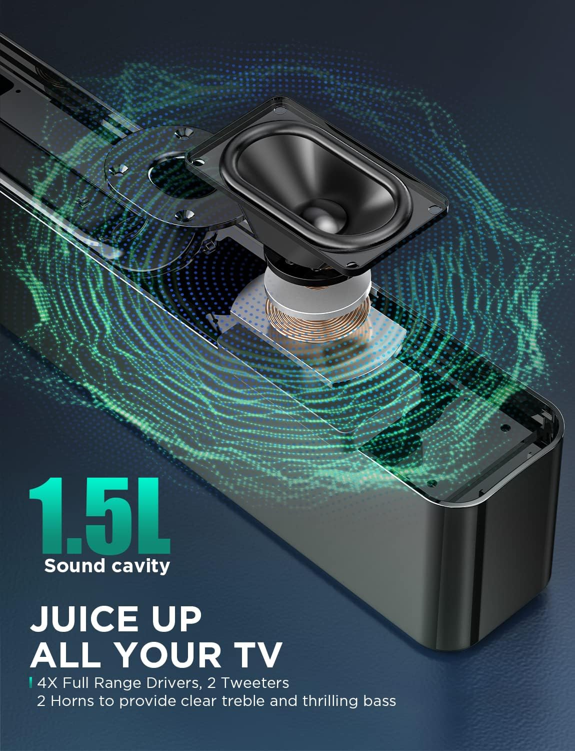 Sound Bars for TV Speaker 100W, 3D Surround Audio, HiFi Dynamic Sound with Enhanced Bass, Bluetooth Speaker Works with Smart/4K TV/CEC Remote/HDMI ARC/Optical/AUX/PC/Wall Mounted Speaker