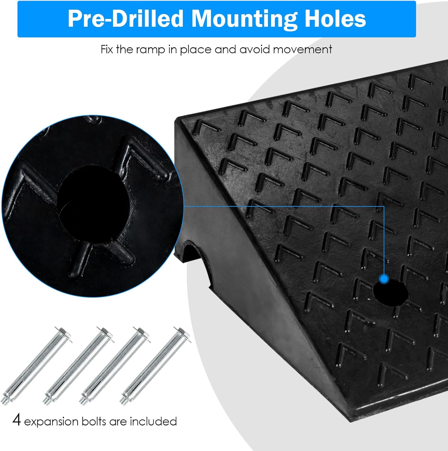 Goplus Rubber Curb Ramps, 6" H x 19" W Car Ramp Slope for Driveway Threshold Sidewalk Motorcycle, 4 Mounting Bolts Included, Pack of 2