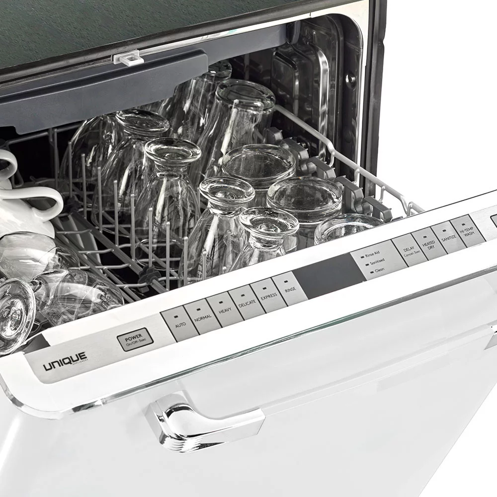 Unique Appliances Classic Retro 24" Built-in Dishwasher with Stainless Steel Tub and LED Lighting