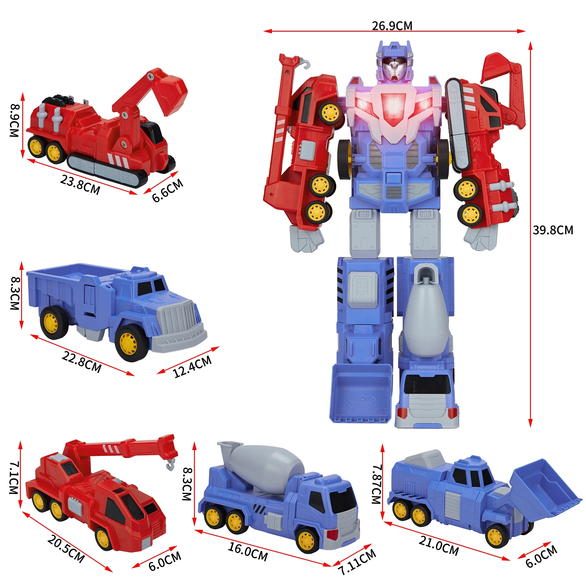 KingShop Toys for 3 4 5 6 7 Year Old Boys - Construction Vehicles Transform Robot Kids Toys, Building Toddler Toys for Kids Ages 4-8 w/ Pull-Back Toys, 5-in-1 Trucks Gifts for Boys Girls