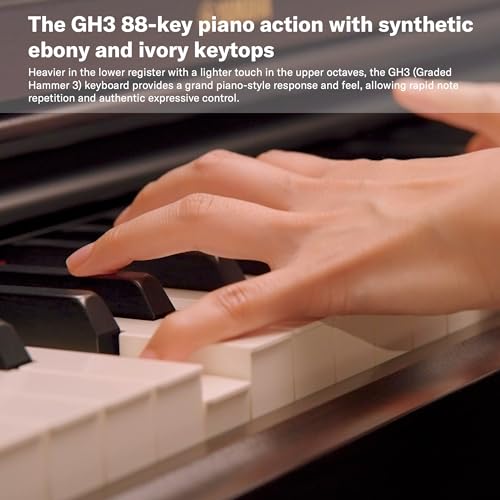 Yamaha Arius, 88-Key Weighted Action Digital Beginner and Intermediate Players, Dynamic Response, Grand Piano Sound, 3-Pedal Unit, Upright Design, Bench Included, Dark Rosewood (YDP105R)