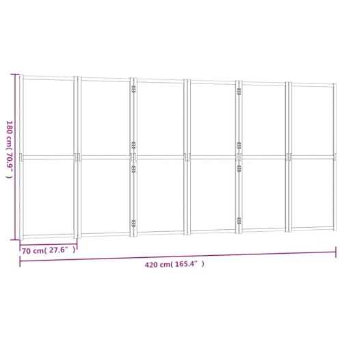 Bedroom Furniture 6-Panel Room Divider Cream White 165.4"x70.9",Acacia Wood Room Divider Privacy Screen Foldable & Multifunctional Indoor and Outdoor
