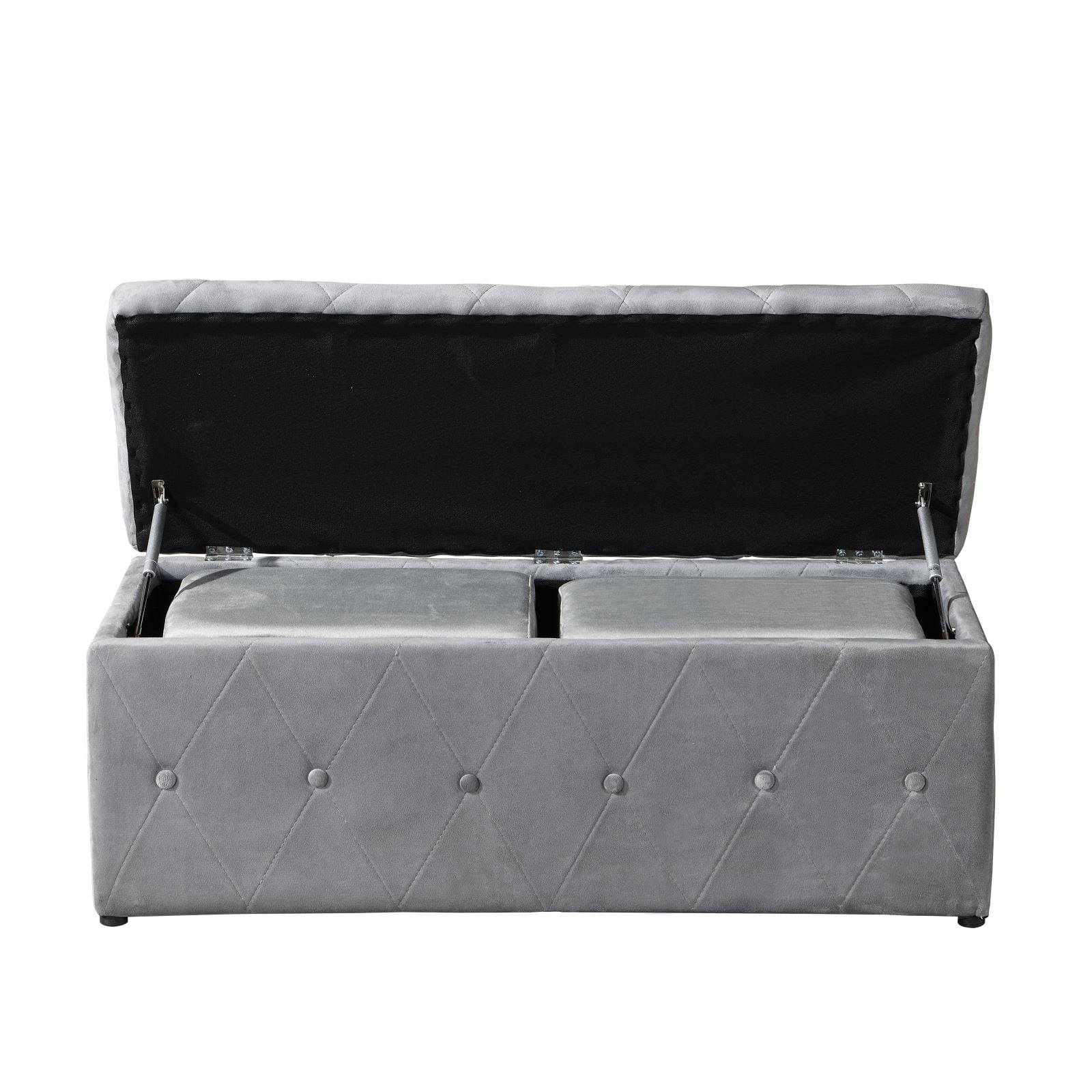 3 Set Rectangular Velvet Ottoman Storage - 40" Extra Large End of Bed Storage Box with Lids - 2 Set 15" Footstool, Fabric Linen Bench Window Couch Seat for Hold up to 660lb - Gray