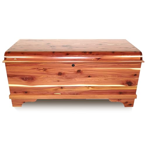 35" Amish Heirloom Aromatic Red Cedar Hope Chest with Waterfall Edge, Small Storage Trunk with Lock for Blankets and Keepsakes - Made in America