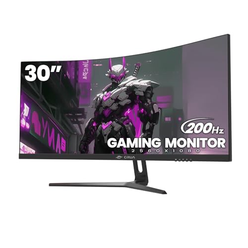 CRUA 30Inch Ultrawide Curved Monitor, 21:9 WFHD(2560x1080P) VA Computer Monitor, 120% sRGB 100HZ 1500R PC Monitors Support FreeSync, Wall-Mounted, with HDMI/DP Display Port-Black