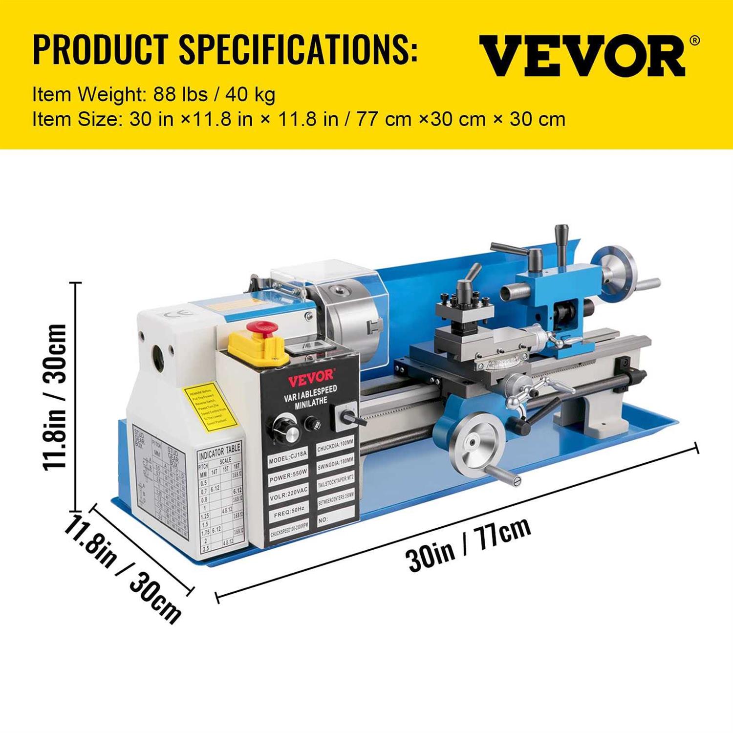VEVOR Mini Metal Lathe 7x14 Benchtop Metal Lathe 550W Variable Speed Metal Lathe - Shop Hardware Tools Online Store