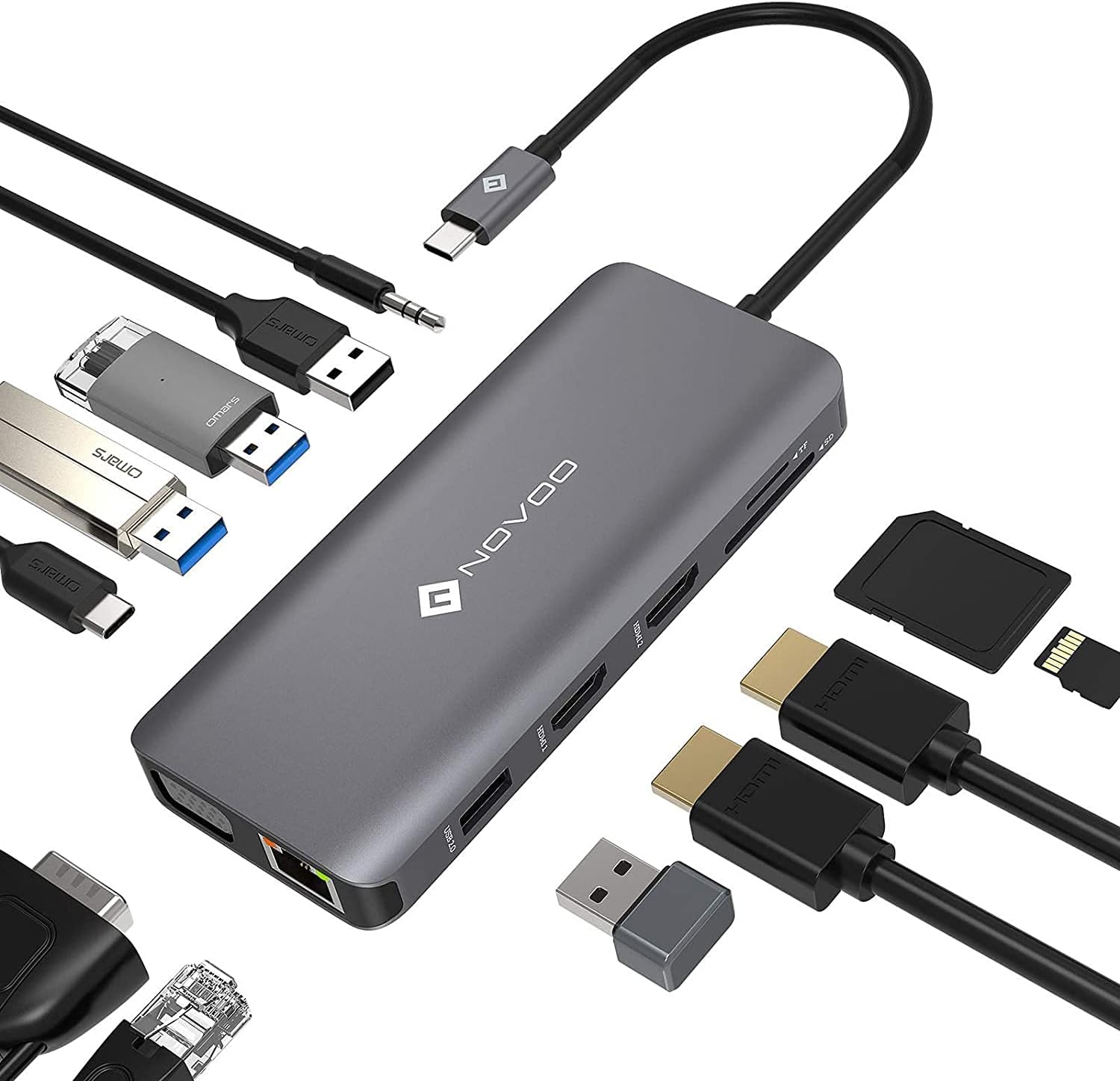 10 in 1 USB C Docking Station Dual Monitor Adapter Type C Hub with Ethernet 4K USB C to HDMI VGA, 4USB, Micro SD/TF Card Reader Mic/Audio, 100W PD USB C Dock for MacBook Pro Type C Windows Laptop