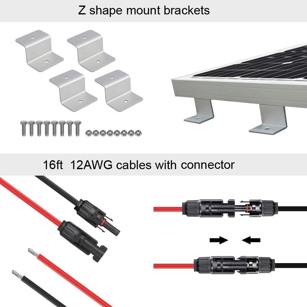 ECO-WORTHY 100 Watt Solar Panel 12 Volt Monocrystalline Solar Panel High Efficiency Module RV Marine Boat Caravan Off Grid