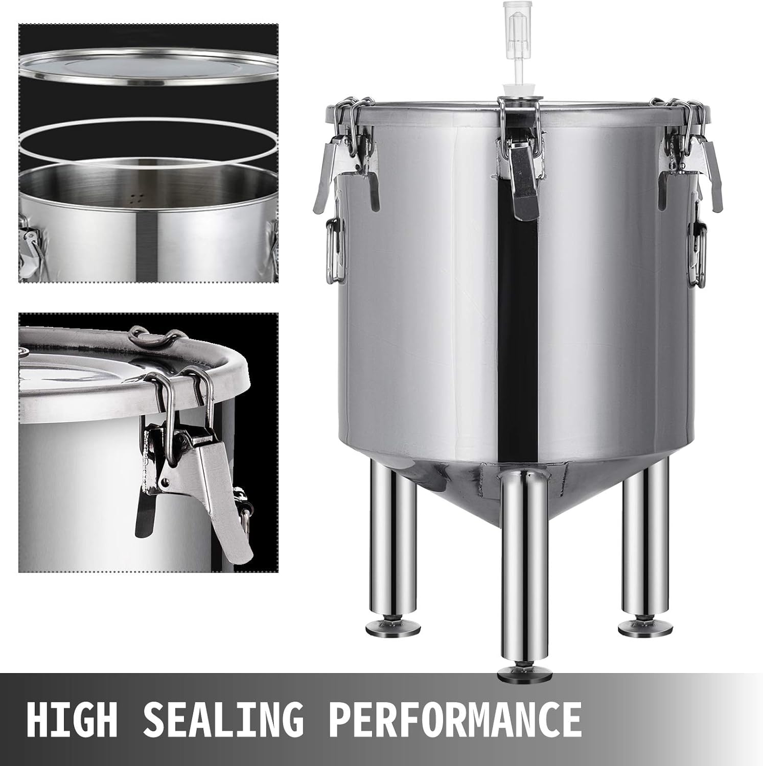 VBENLEM 14 Gallon Stainless Steel Brew Fermenter Home Brewing Brew Bucket Fermenter with conical Base Brewing Equipment