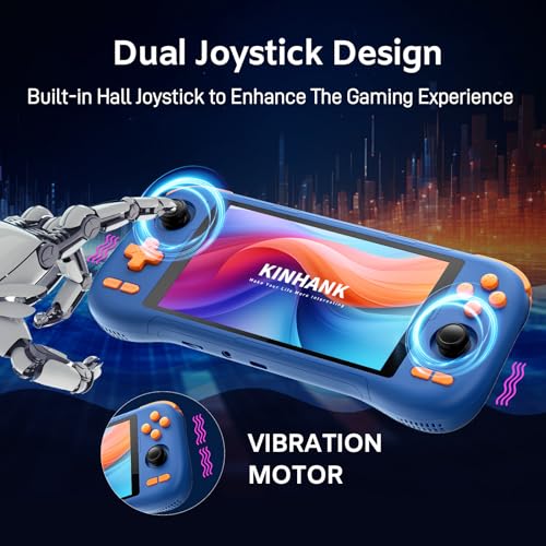 kinhank K56 Retro Handheld Game Console, Support 16000+ Games, Equipped with 128G TF Card, Android 14.0 System, Portable Retro Video Game Console, 5.5 Inch IPS Touch Screen, 2.4G/5G, BT 5.0 (128GB)