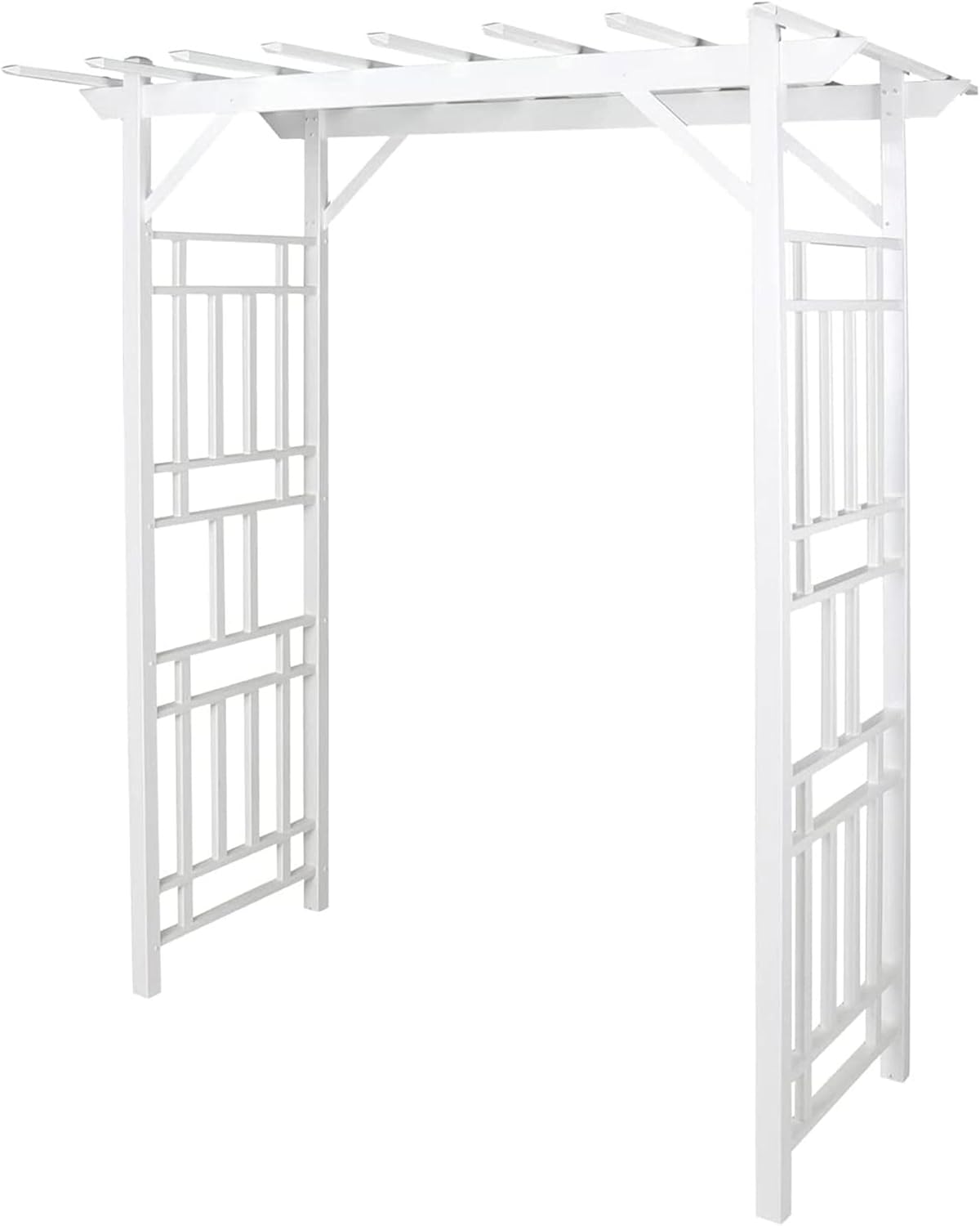 Dura-Trel Wellington Arbor, 72 by 85 Inch PVC Patio Garden Arch, Outdoor Backdrop Frame Decoration or Trellis for Climbing Plants, White