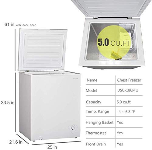Smad Chest Freezer 10 Cu.Ft with 3 Removable Basket and Lock, Large Deep Freezer Low Noise, Perfect for Home, Kitchen, Garage and Basement, White
