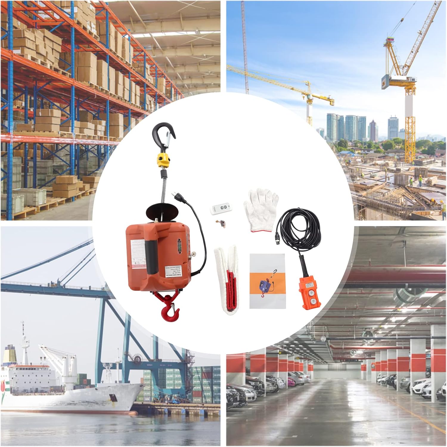 3 in 1 Electric Hoist Winch, 1100LBS Portable Electric Winch, Hoist Lift Beam, Electric Winch with Remote, Hoist Lift for Homes, Warehouses, Construction Lifting Towing