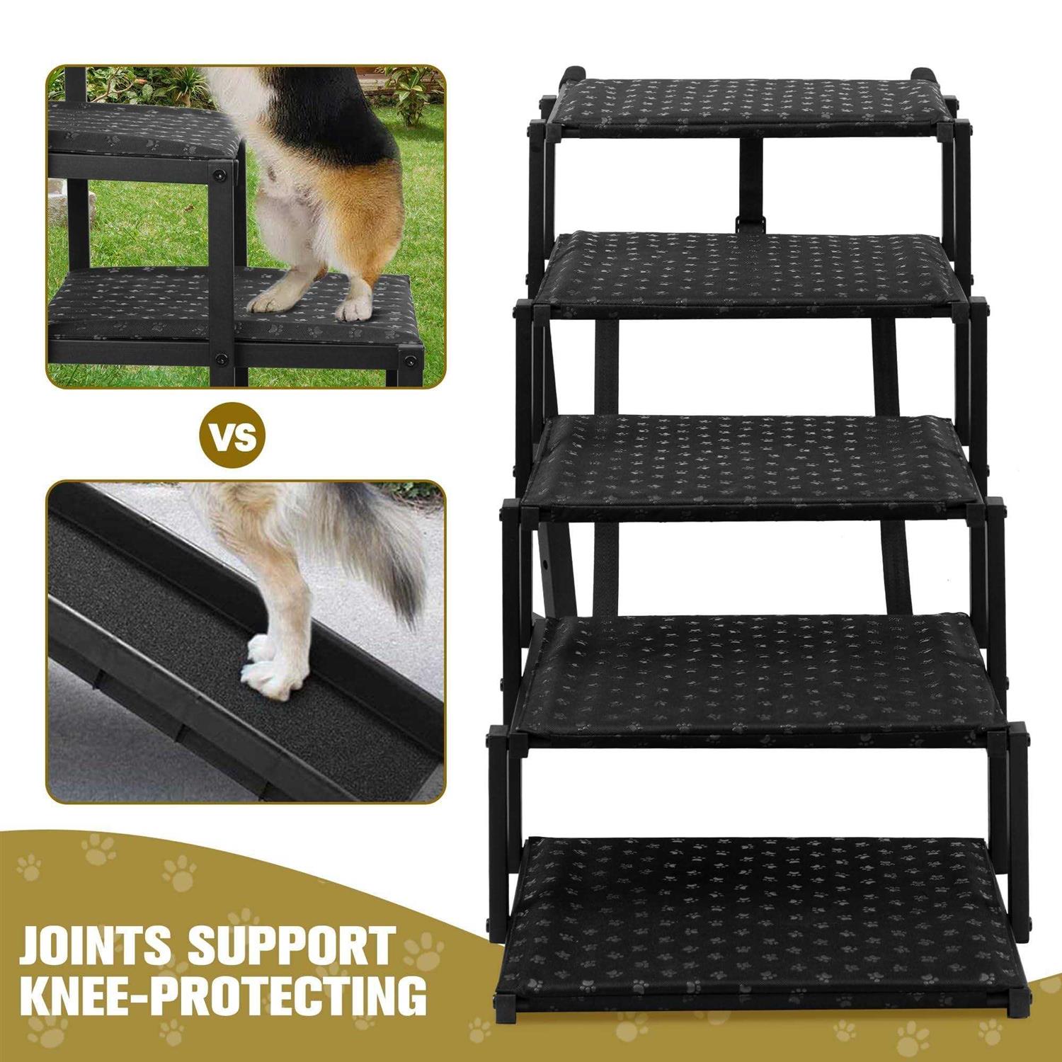 Dog Stairs for Car Foldable Dog Ramps for Large Dogs with Non Slip Surface, Portable Dog Steps for Cars and SUV - Pet Supplies online store