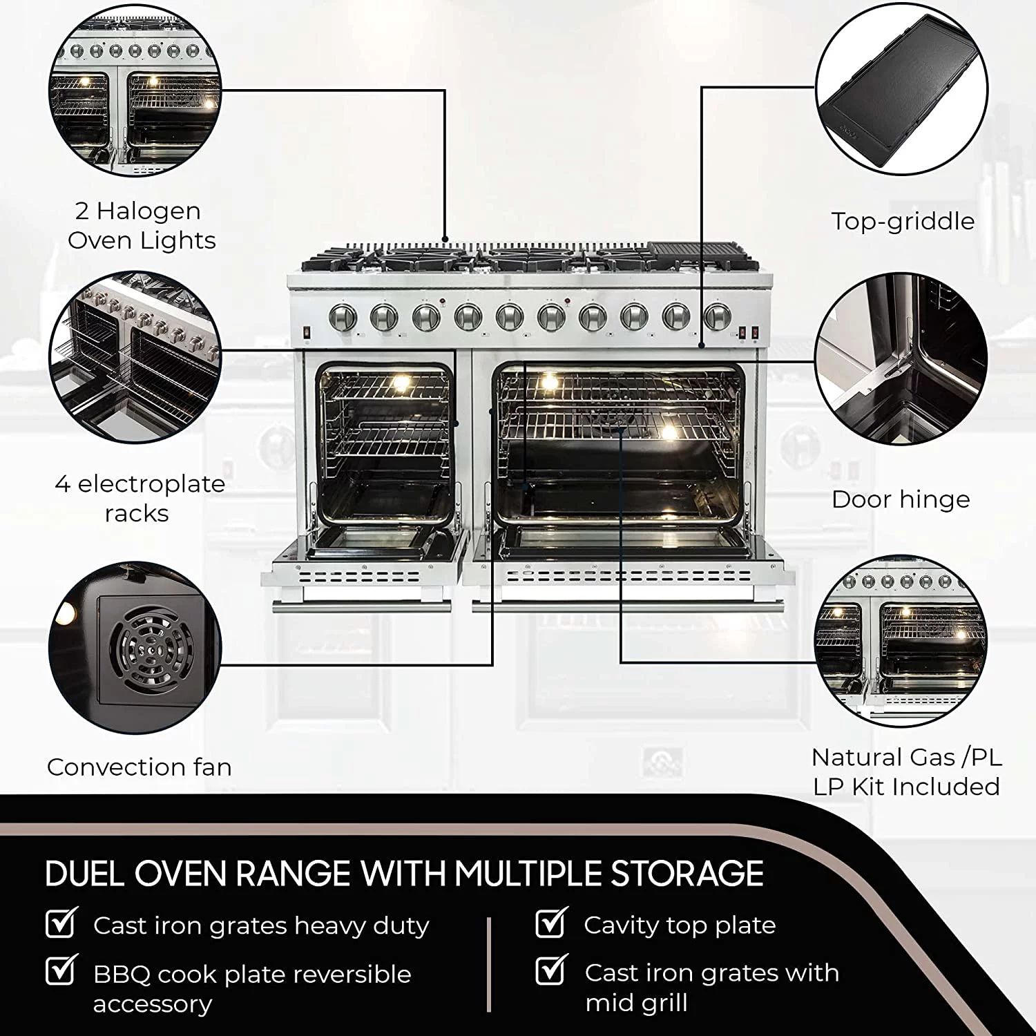Galiano - Gold Professional 48" Freestanding Gas Range