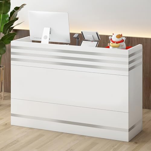 Modern Reception Desk, Small Salon Reception Desk With Counter, Retail Checkout Reception Counter, Simple Cashier Desk For Beauty Salon, Supermarket, Convenience Store ,Clothing Store ,Milk Tea Shop,