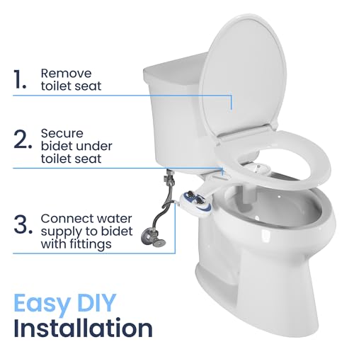 LUXE Bidet NEO 185 - Self-Cleaning, Dual Nozzle, Non-Electric Bidet Attachment for Toilet Seat, Adjustable Water Pressure, Rear and Feminine Wash (White)