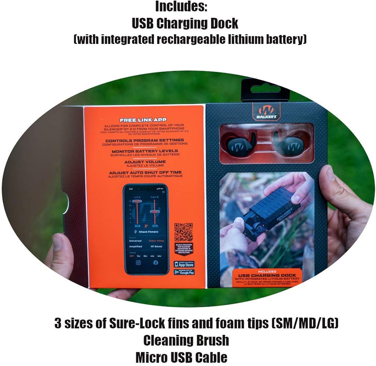 Walker's Silencer BT 2.0 Smartphone Control, Improved Battery and Connection Range, Multi
