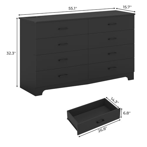 Hasuit Tall Dresser for Bedroom, White Large Chest of Drawers, 55.6'' High Dressers with 7 Drawers, Modern Wooden Vertical Storage Clothes Closet Organizer