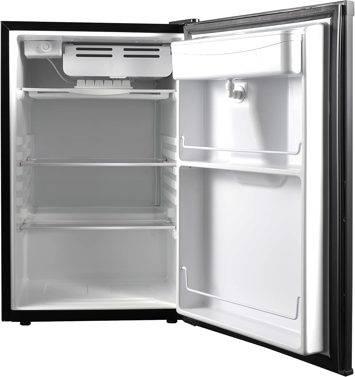 Frigidaire EFR494-BLACK Retro Compact Mini Fridge with Freezer Compartment, Chrome Handles, 4.5 Cu Ft, Built-in Water Dispenser, Black
