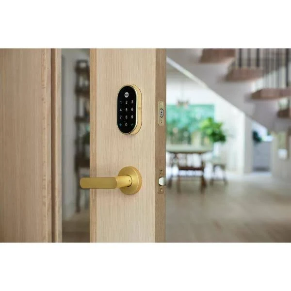 Google Nest Hello Video Doorbell and Nest x Yale Lock in Polished Brass with Nest Connect