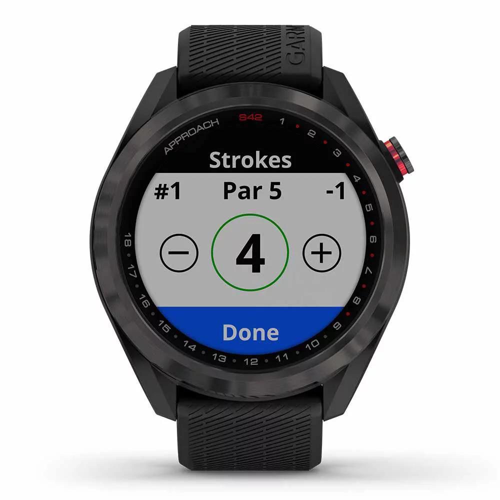 Garmin Approach S42 (Black) Golf GPS Watch Gift Box Bundle with PlayBetter HD Screen Protectors, USB Wall Adapter & Protective Hard Case - Curated Treasures Market