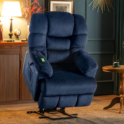 MCombo Triple Motor Power Lift Recliner Chair Sofa with Power Adjustable Headrest for Elderly People, Infinite Position, Fabric 7630 (Brown)