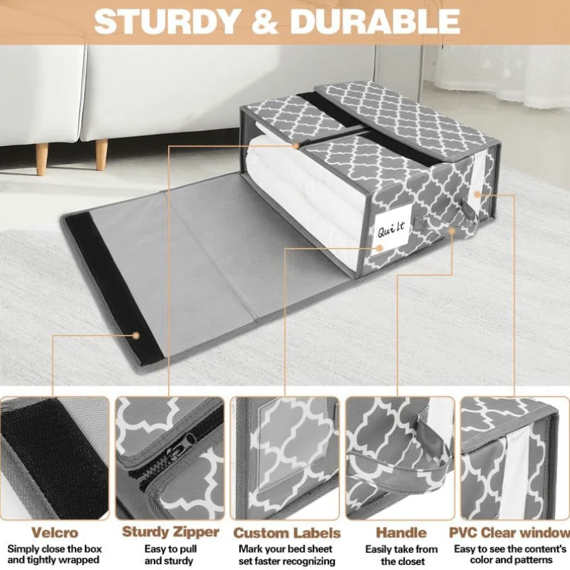 BedSheet Organizers &amp; Storage Foldable Organizing Box, Household High-Capacity Clothes Blanket Organizer Bag, For Organizing Bedrooms Wardrobes Clothes Baskets Under-Bed Storage Container