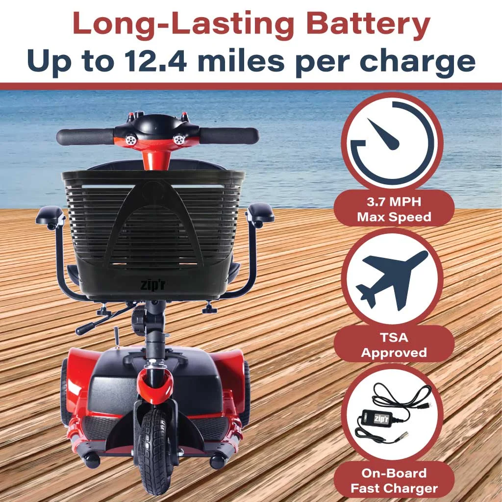 Zip'r Roo 3-Wheel Travel Mobility Scooter, Red
