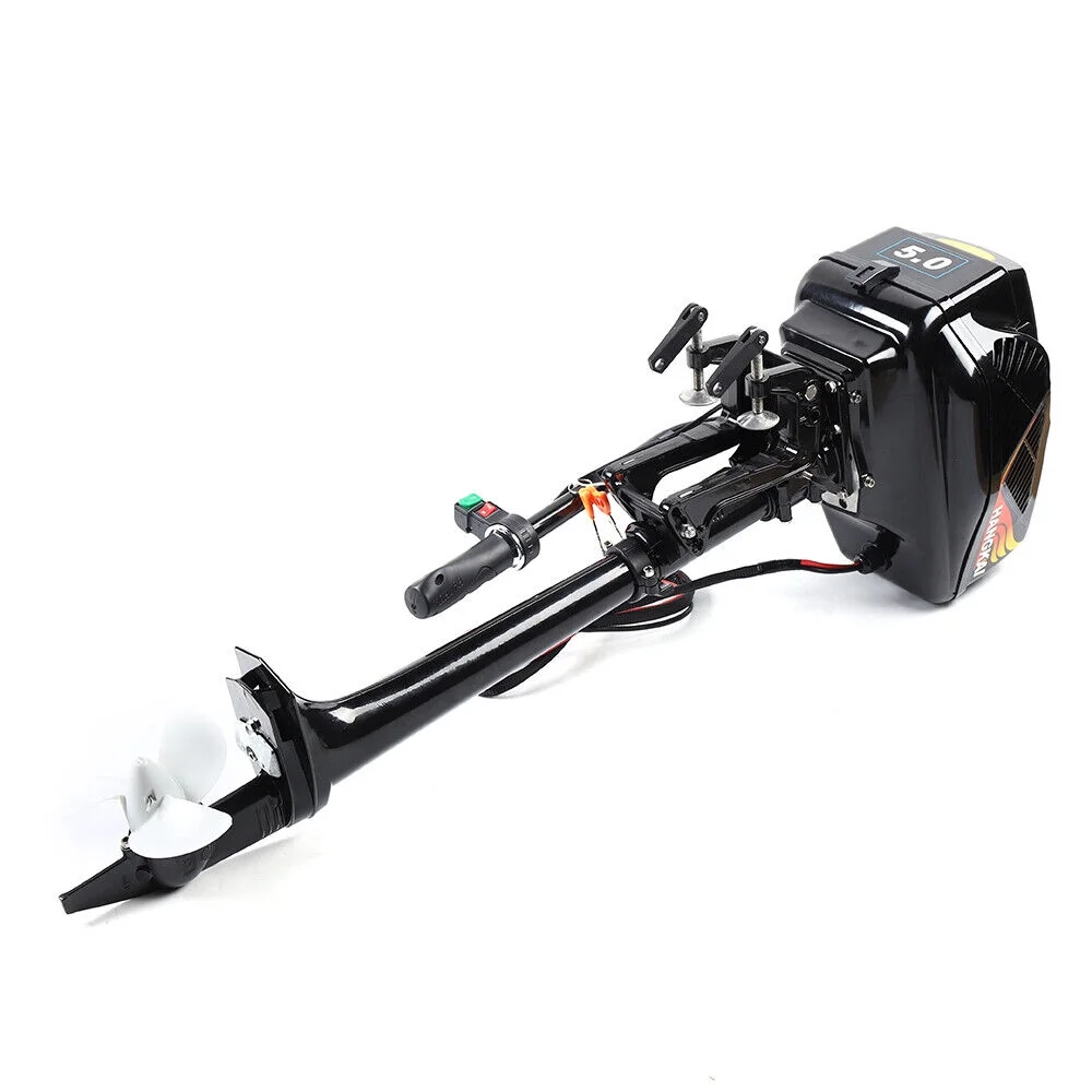 HANGKAI Electric Outboard Motor 1200W  Pure Copper Core Brushless Motor Fishing Boat Engine Long Shaft 48V Omni-directional Rotary Joystick W/ 90° Rotatable Bracket Fishing Boat Trolling