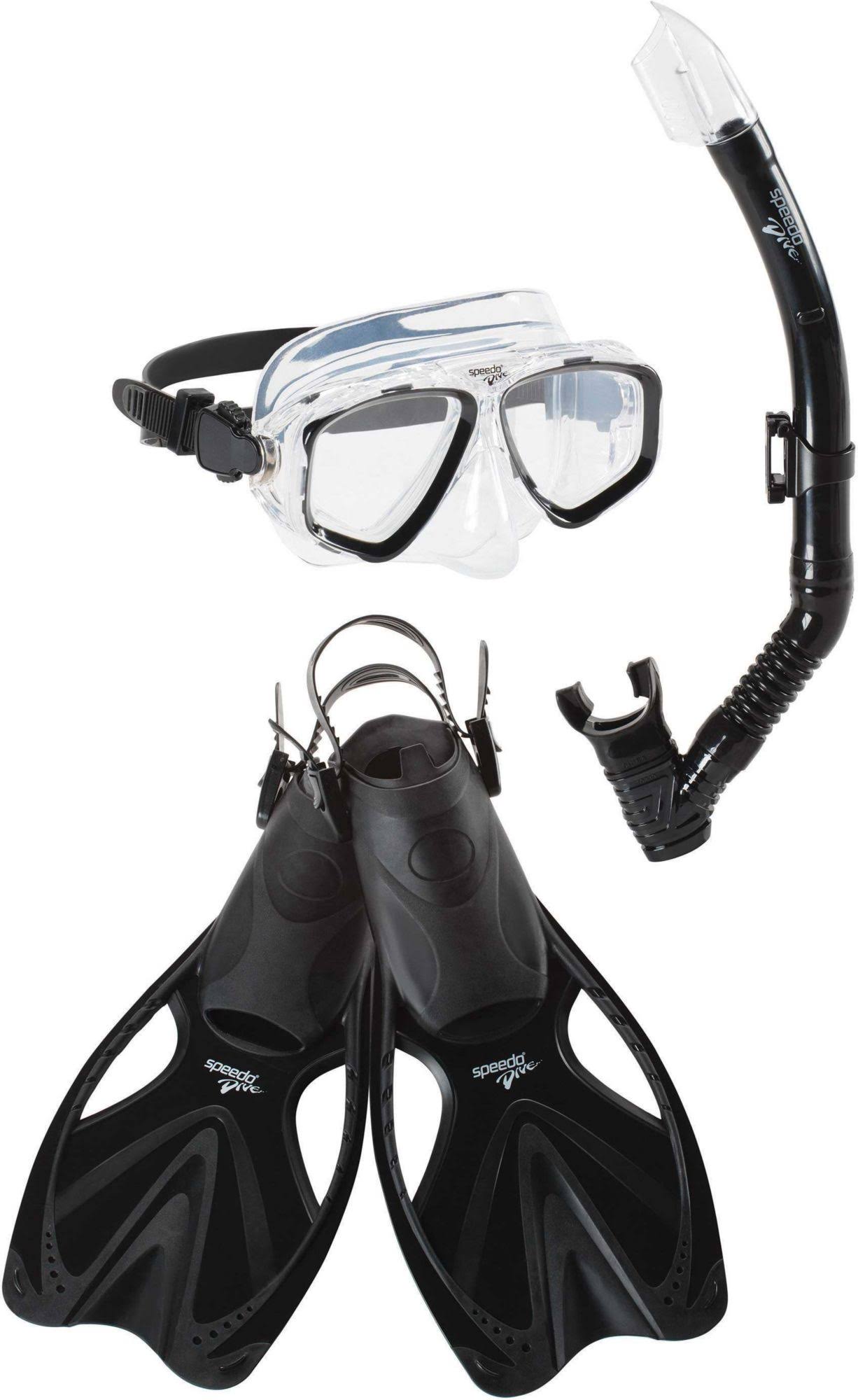 Speedo Adult Adventure Mask Snorkel Fin Set Black S/M / Black