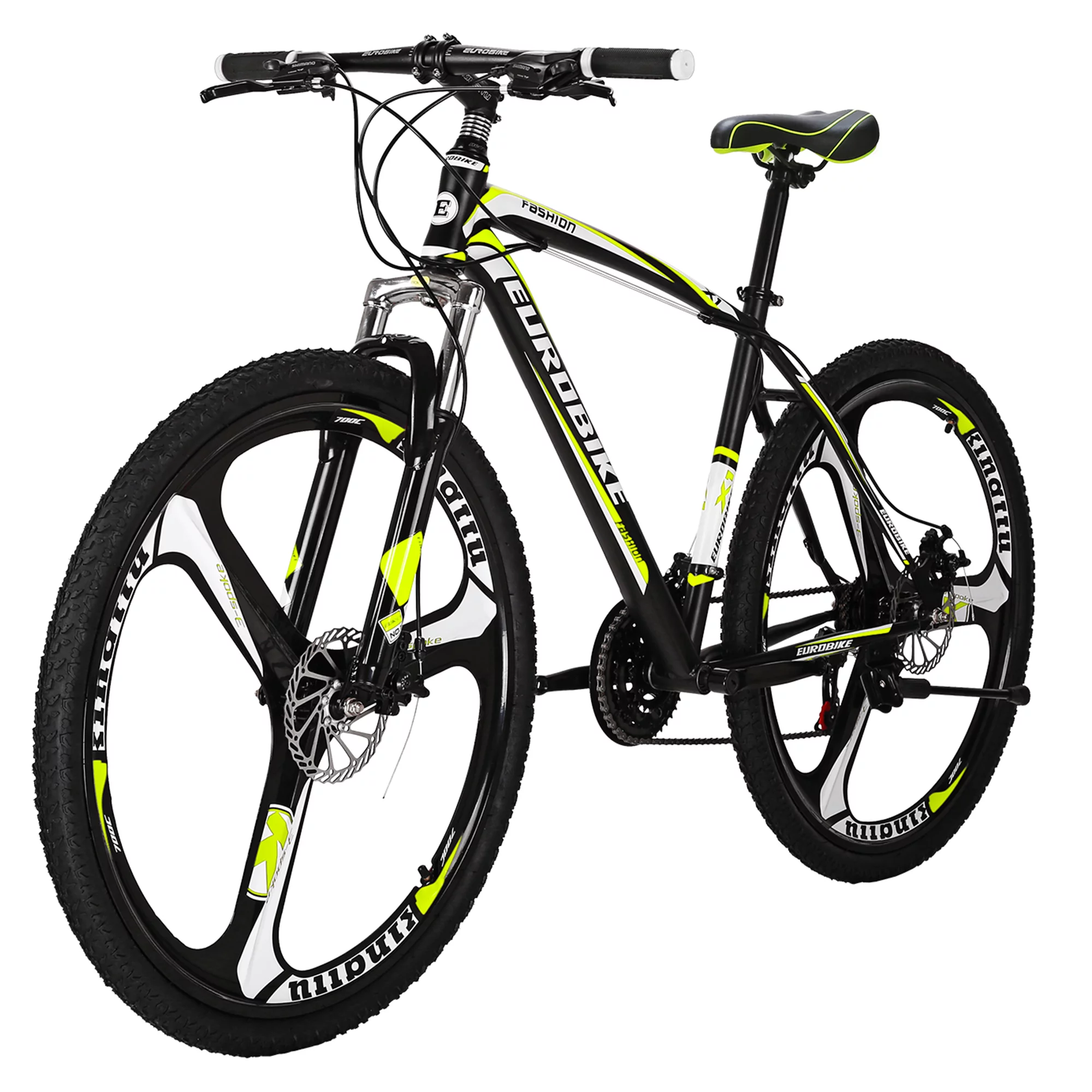 Eurobike X1 Mountain Bike 21 Speed 27.5 Inch Wheels Dual Disc Brakes bikes for Mens Bicycle 3-Spoke Wheels Yellow