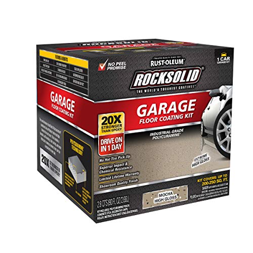 Rust-Oleum 293513 RockSolid Polycuramine Garage Floor Coating, 2.5 Car Kit, High Gloss Gray