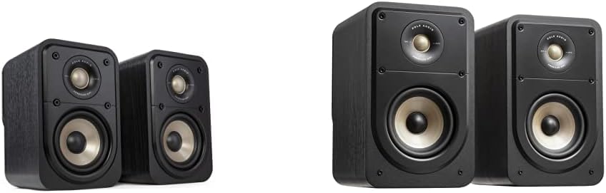 Polk Signature Elite ES10 Surround Loudspeaker - Hi-Res Audio Certified, Dolby Atmos & DTS:X Compatible, 1" Tweeter & 4" Woofer, Power Port Technology for Effortless Bass (Pair, Contemporary Walnut)