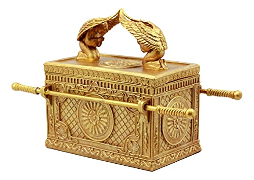 Ebros Gift Large Matte Gold Holy Ark Of The Covenant With Ten Commandments Rod of Aaron and Manna Religious Decorative Figurine Box Furniture Collectible Judaic Historical Accent (1:2 Scale 42" Long)