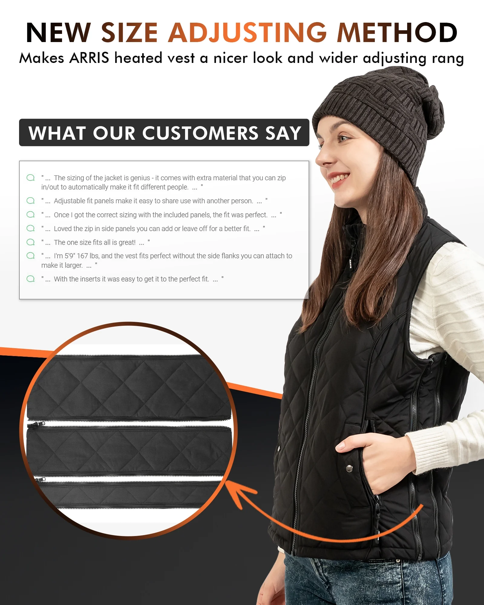 ARRIS Women Heated Vest with 7.4V Battery Size Adjustable Heating Clothing-Black