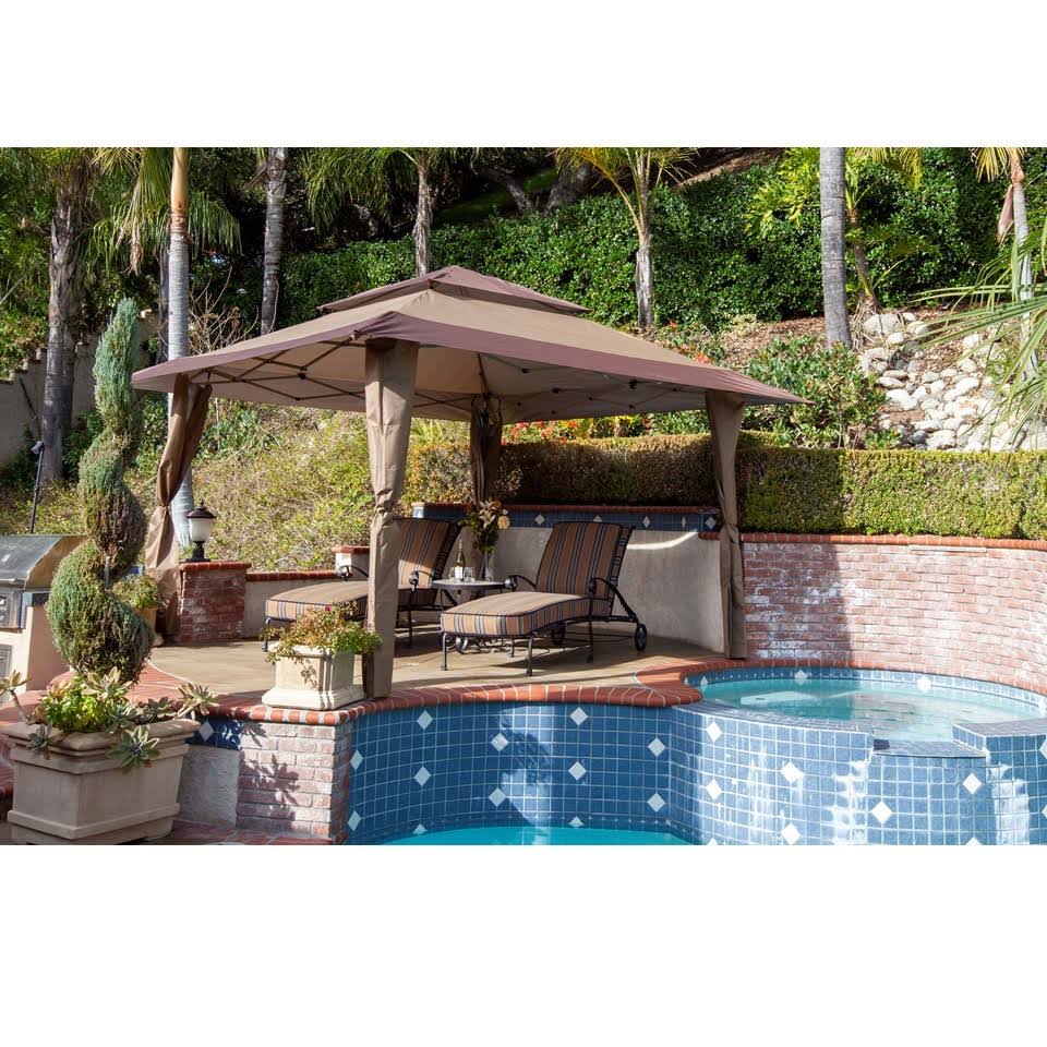 Z-Shade 13 x 13 Foot Instant Gazebo Canopy Tent Outdoor Patio Shelter Tan Brown