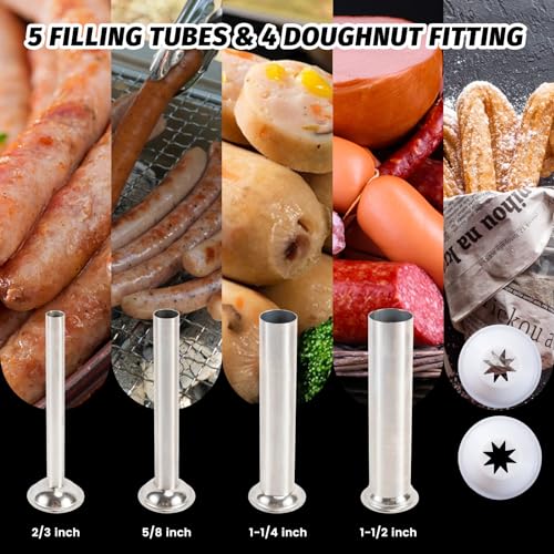 Electric Sausage Stuffer 55LBS Vertical Sausage Maker Machine Stainless Steel Sausage Filler Machine with 4 Stuffing Tubes for Commercial & Home Use