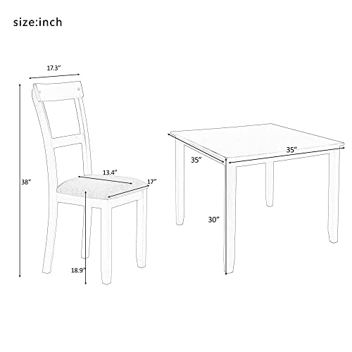 6 Piece Farmhouse Rectangular 72" Wood Dining Table Set, 4 Upholstered Chairs with Bench, Easy to Assemble, for Living, Guest Room, Home Bar and Kitchen, Espresso 11