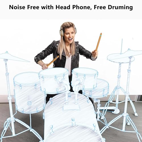 Virtual Air Drum Set Electric Drumsticks Air Drum Sticks 3rd Gen., Air Drum with Drumsticks, Pedals, Bluetooth and 8 Sounds, Electronic Drum Set for Adults, Kids, Gift