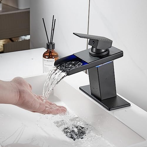 Brass LED Waterfall Bathroom Basin Faucet Hydroelectric Power Generation Color Change Hot Cold Crane Sink Mixer Tap