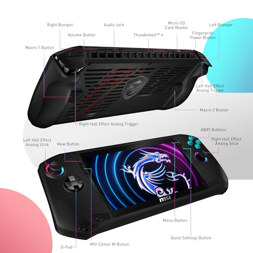 MSI Claw PC Gaming Handheld: Intel Ultra 7-155H, 7" FHD 120Hz Display, 16GB LPDDR5, 512GB NVMe SSD, MicroSD Card Reader, Thunderbolt 4, Win 11 Home: Black A1M-051US