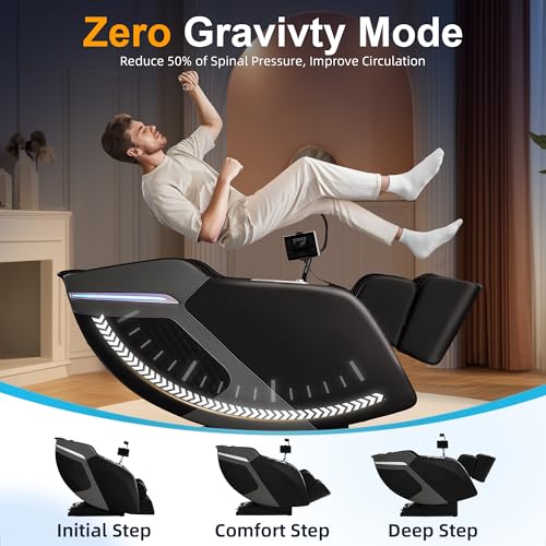 Massage Chair Full Body, SL-Track Zero Gravity Shiatsu Massage Chair Built-in AI Voice Control, Heat System, Airbag Massage, with Body Scan, Heated, Calfrest Extension for Home, Office Use - Black