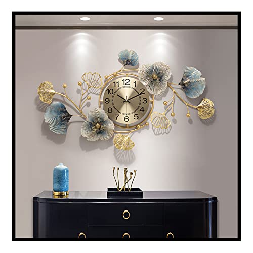 Large Wall Clocks for Living Room Decor, 62 Inch Modern Wall Clock Decorative Ginkgo Leaf Design Silent Bedroom Wall Clock Non Ticking ﻿