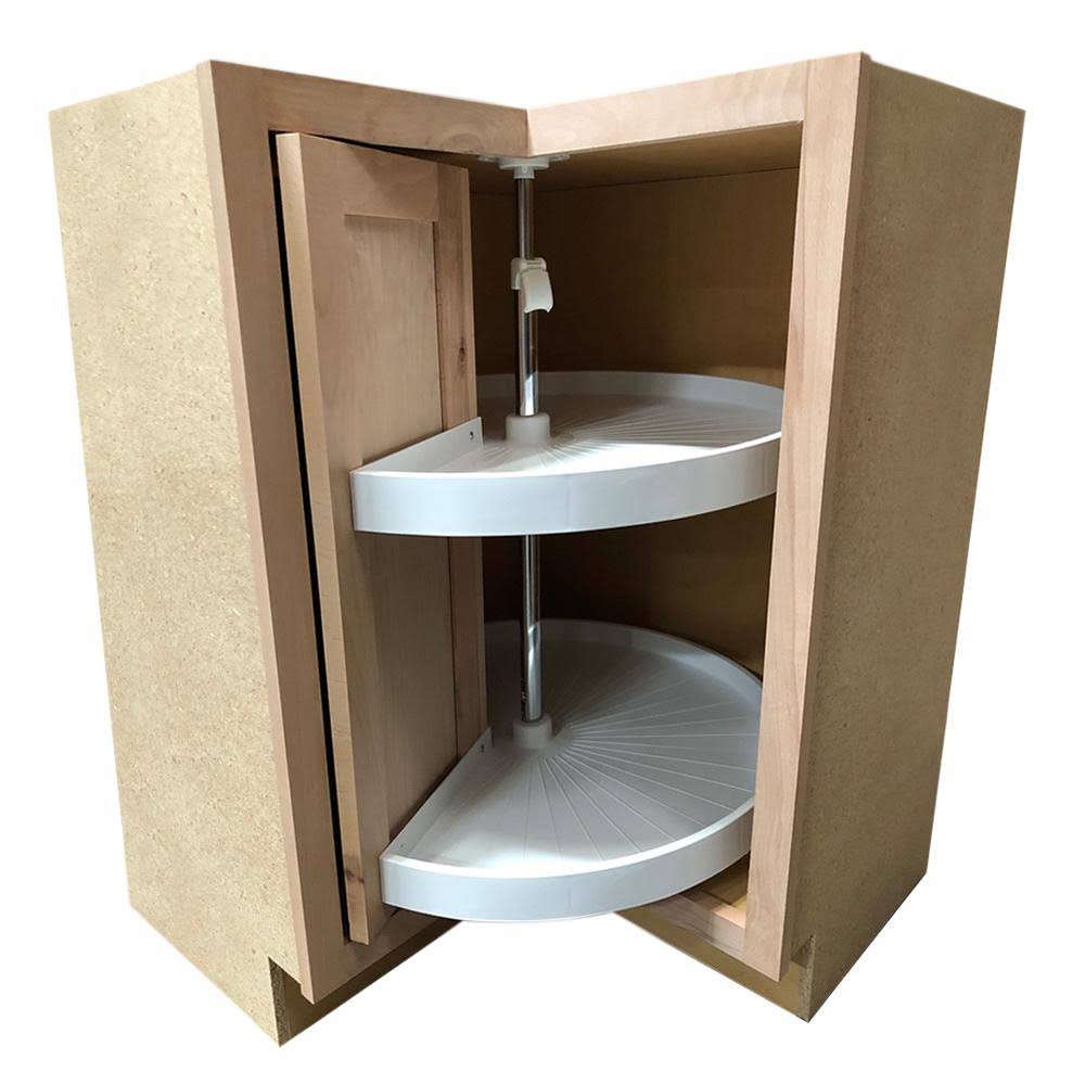 Hampton Bay Hampton Assembled 28.5x34.5x16.5 in. Lazy Susan Corner Base Kitchen Cabinet in Unfinished Beech