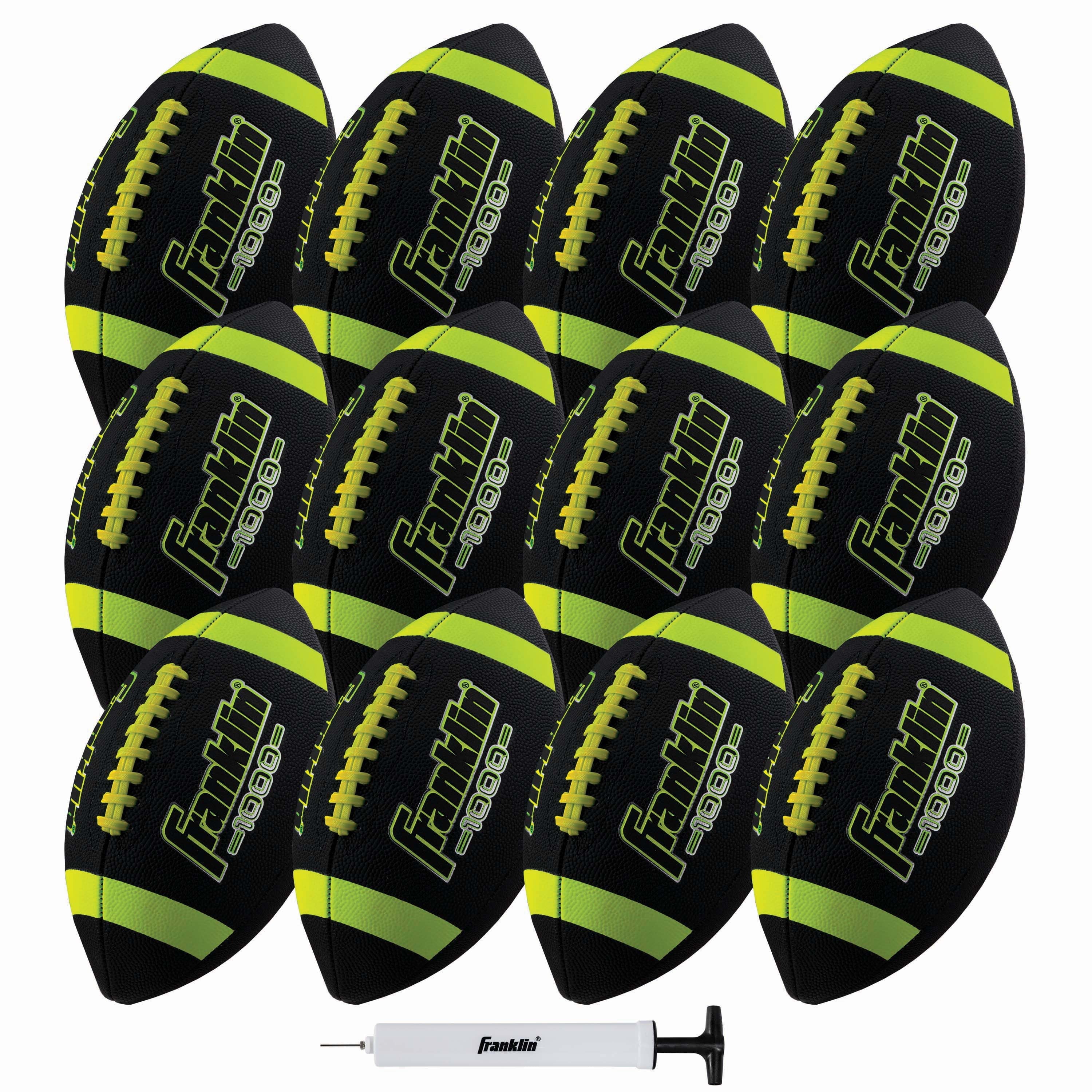 Franklin Sports Junior Footballs Team Pack - 12 Grip Rite Kids Footballs and Pump