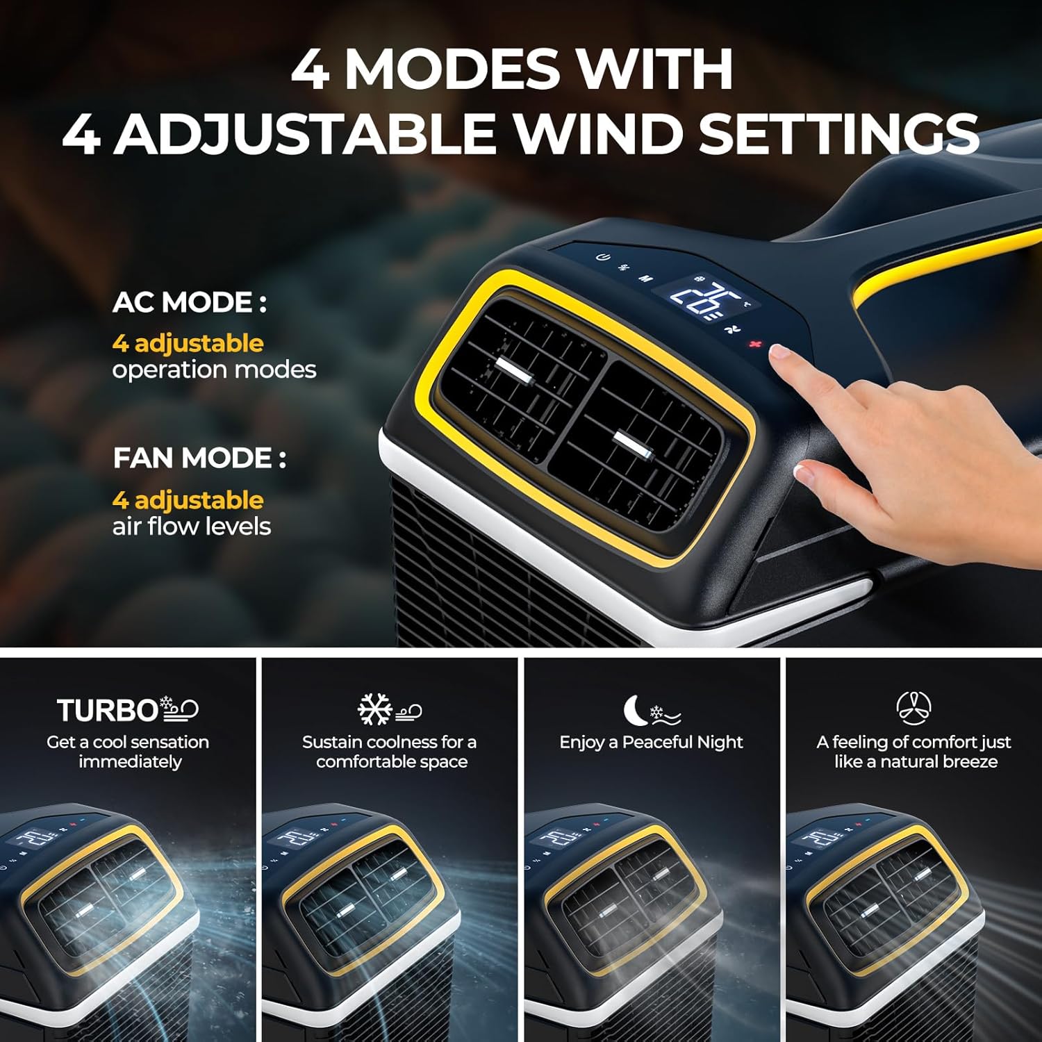 BougeRV Portable Air Conditioner, 4000BTU Tent Air Conditioner, Low Power Consumption, Camping Air Conditioner for Van Life,Tent, Outdoor
