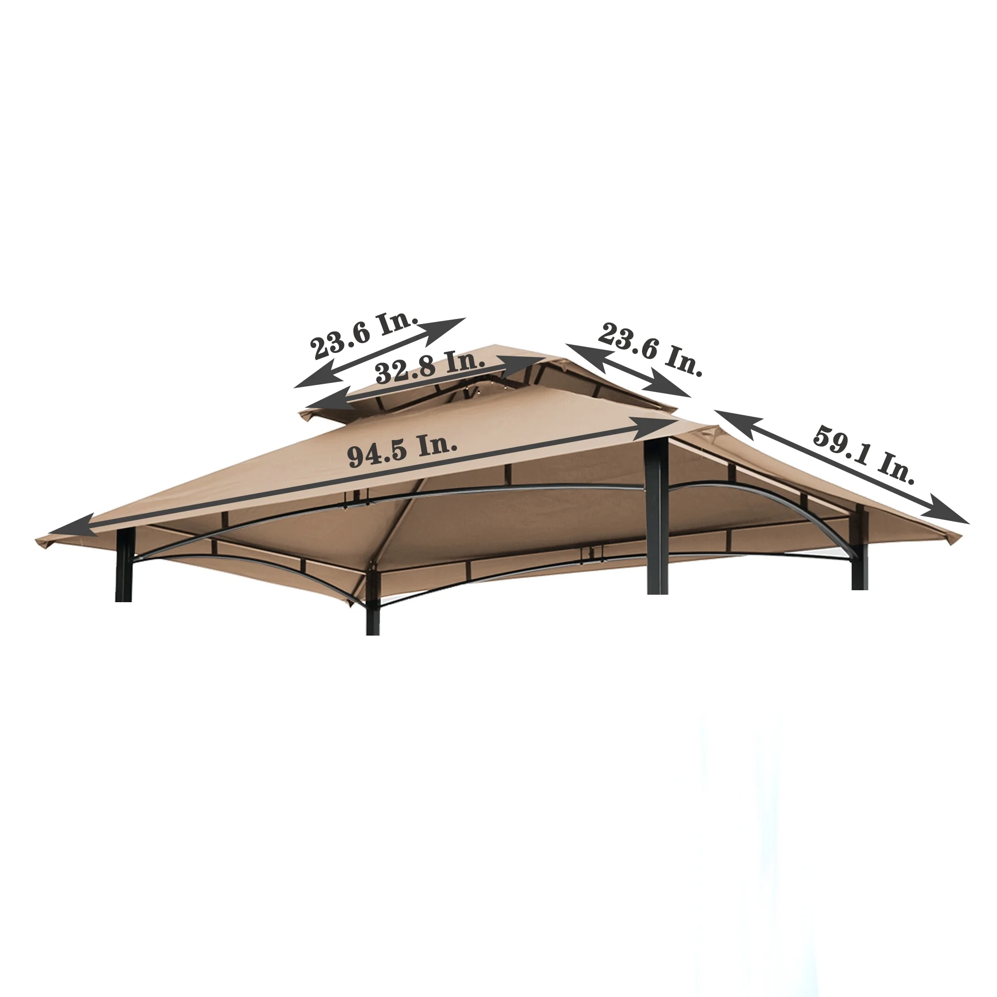 Grill Gazebo Canopy Replacement, Double Tier BBQ Tent Cover, 8x5Ft, Beige